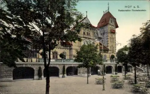 Ak Hof an der Saale Oberfranken Bayern, Restauration Theresienstein