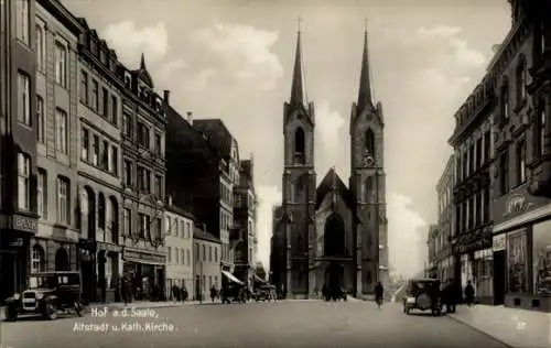 Ak Hof an der Saale Oberfranken Bayern, Altstadt, Kath. Kirche