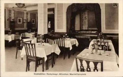 Ak München, Gaststätte Humplmayr, Maximiliansplatz, Gastraum