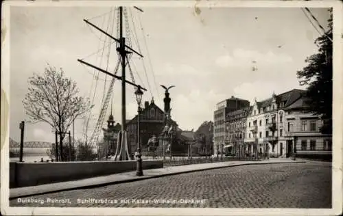 Ak Ruhrort Duisburg im Ruhrgebiet, Schifferbörse, Kaiser-Wilhelm-Denkmal