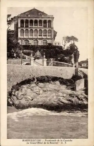 Ak Marseille Bouches du Rhône, Promenade de la Corniche, Grand Hotel de la Reserve