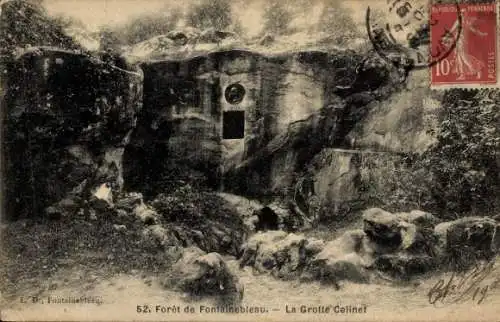 Ak Forêt de Caruelle Fontainebleau Val d´Oise, Grotte Colinet
