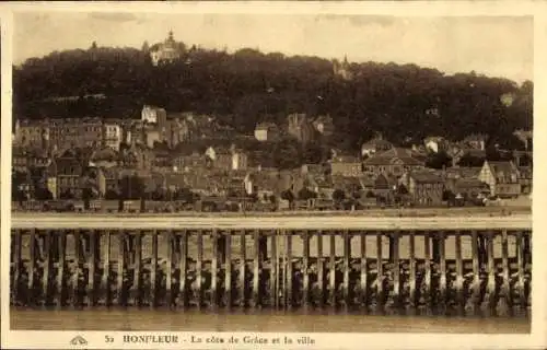 Ak Honfleur Calvados, Cote de Grace, Stadt