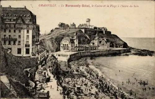 Ak Granville Manche, Le Normandy-Hotel, Casino, Strand