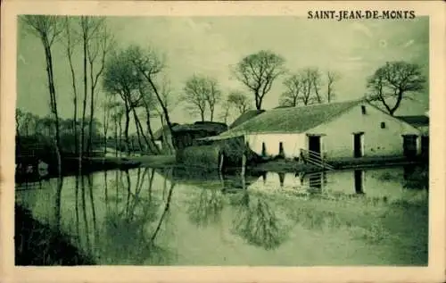 Ak Saint Jean de Monts Vendée, Wohnhaus, Fluss