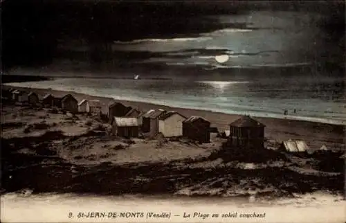 Mondschein Ak Saint Jean de Monts Vendée, La Plage