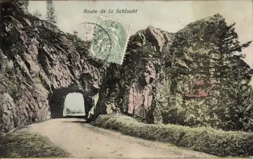 Ak Col de la Schlucht Vosges, Route de la Schlucht, Tunnel