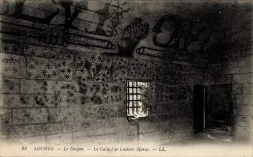Ak Loches Indre-et-Loire, Donjon, Kerker von Ludovic Sforza