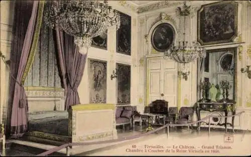 Ak Versailles Yvelines, Le Chateau, Grand Trianon, Chambre a Coucher de la Reine Marie Leczinska