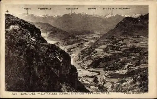 Ak Lourdes Hautes Pyrénées, La Vallee d'Argeles et les Pyrenees, Visco, Vignemale, Monne