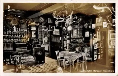 Ak Heidelberg am Neckar, zum roten Ochsen, Gastraum
