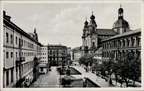 Ak Mannheim in Baden, Schillerplatz, Jesuitenkirche