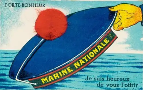 Stoff Ak Französische Marine, Seemannshut mit Stoff Bommel
