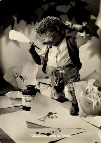 Ak Mecki der Igel, Mündlich ging es besser, Brief, Tintenfass