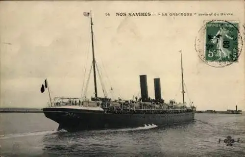 Ak Dampfer La Gascogne, CGT, French Line