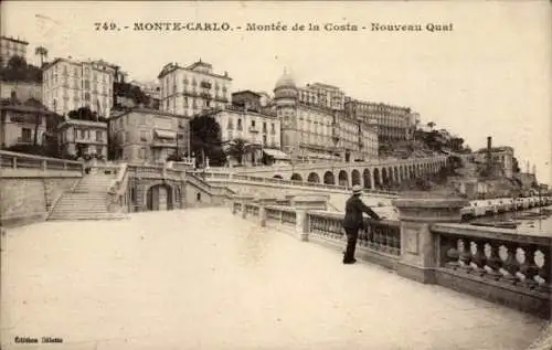 Ak Monte Carlo Monaco, Montée de la Costa, Nouveau Quai