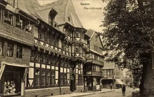 Ak Goslar am Harz, Marktstraße, Fachwerk