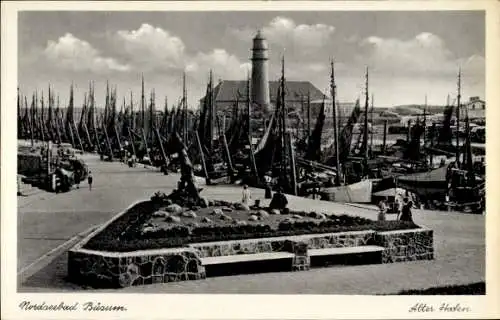 Ak Nordseebad Büsum, Alter Hafen, Leuchtturm