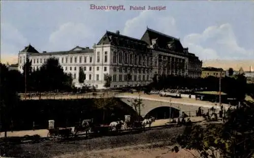 Ak București Bukarest Rumänien, Palatul Justitiei, Brücke