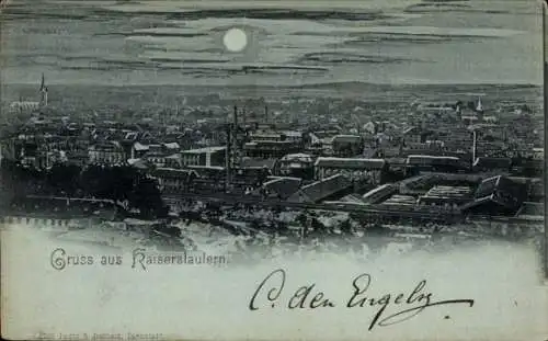 Mondschein Ak Kaiserslautern in der Pfalz, Gesamtansicht