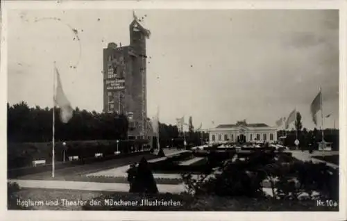 Ak Köln am Rhein, Pressa 1928, Hagturm und Theater der Münchener Illustrierten