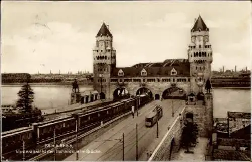Ak Köln am Rhein, Hohenzollernbrücke, Tram