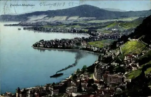 Ak Territet Montreux Kt. Waadt, Panorama
