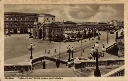 Ak Bologna Emilia Romagna, Plazza XX Settembre dalla Montagnola