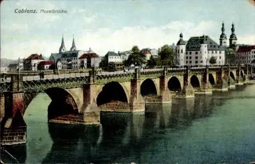Ak Koblenz am Rhein, Moselbrücke