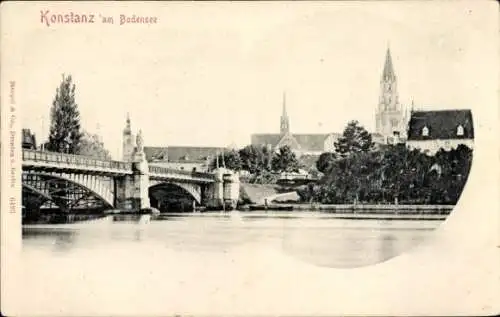 Ak Konstanz am Bodensee, Teilansicht, Brücke