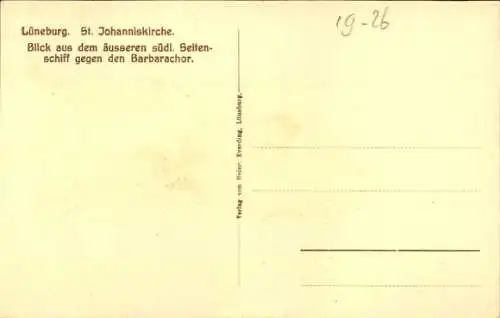 Ak Lüneburg in Niedersachsen, St. Johanniskirche, Blick gegen den Barbarachor