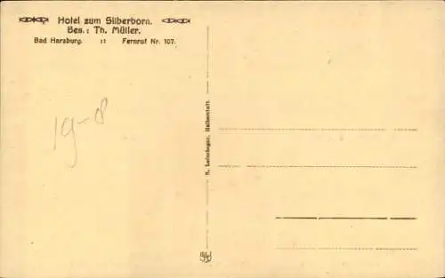 Ak Bad Harzburg, Hotel und Restaurant zum Silberborn, Th. Müller, Terrassen, Waldweg, Quelle