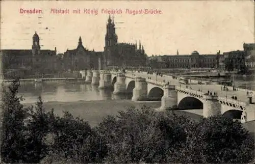 Ak Dresden Altstadt, König Friedrich August-Brücke