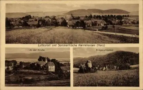 Ak Harriehausen Bad Gandersheim, Gesamtansicht, An der Kirche, Kriegerehrenmal