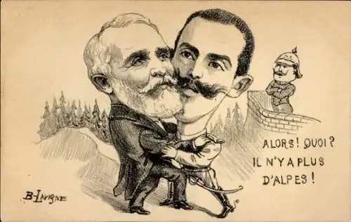 Künstler Ak Lavigne, Emile Loubet, Viktor Emanuel III, Kaiser Wilhelm II., Karikatur