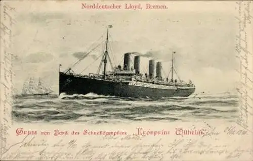 Ak Schnelldampfer Kronprinz Wilhelm, Norddeutscher Lloyd Bremen NDL