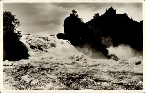 Ak Neuhausen am Rheinfall Kanton Schaffhausen, Rheinfall, Wasserfall, Schloss Laufen