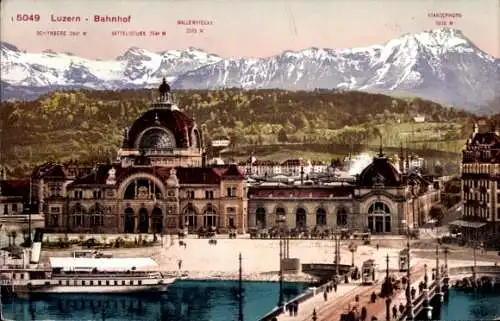 Ak Luzern Stadt Schweiz, Bahnhof, Brücke