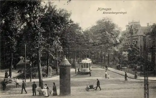 Ak Nijmegen Gelderland Niederlande, Kronenburgersingel, Straßenpartie, Straßenbahn