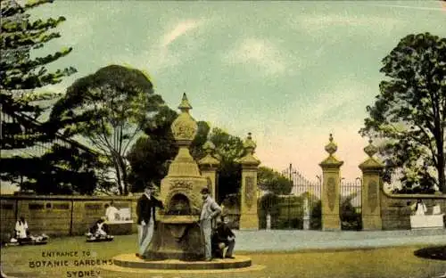 Ak Sydney Australien, Eingang zum Botanischen Garten