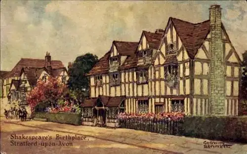 Künstler Ak Bennet, Godwin, Stratford upon Avon Warwickshire England, Shakespeare's Geburtsort