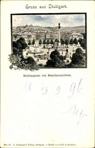 Ganzsachen Ak Stuttgart in Baden Württemberg, Schlossplatz, Residenzschloss