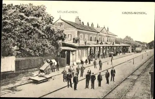 Ak Velky Vosek Velký Osek Groß Wossek Wosek Mittelböhmen, Bahnhof, Gleisseite