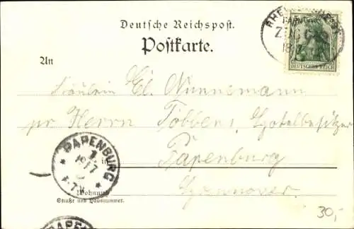 Litho Drensteinfurt in Westfalen, Totalansicht, Schloss Steinfurt, Alte Posthalterei, Hotel zur Post