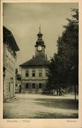 Ak Greußen Thüringen, Rathaus, Marktplatz, Geschäftshaus Carl Winkelmann