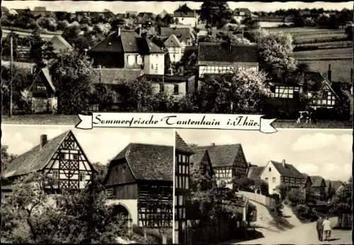 Ak Tautenhain in Thüringen, Blick auf den Ort, Fachwerkhäuser