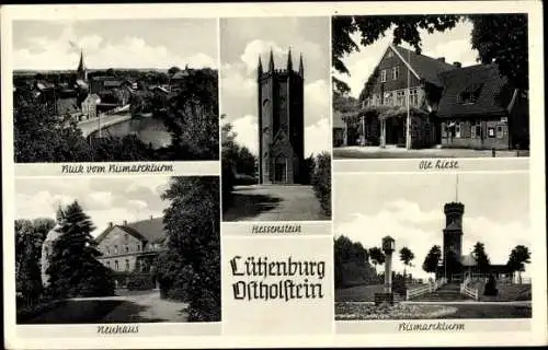 Ak Lütjenburg in Holstein, Blick vom Bismarckturm, Hessenstein, Neuhaus, Bismarckturm, Ole Hiese