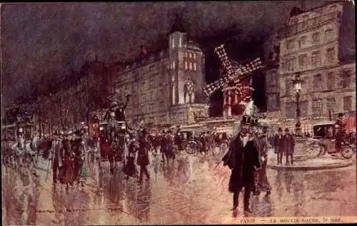 Künstler Ak Paris XVIII. Arrondissement Buttes-Montmartre, Le Moulin Rouge