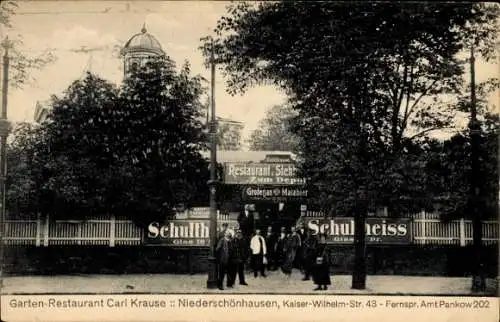 Ak Berlin Pankow Niederschönhausen, Garten-Restaurant Carl Krause, Kaiser Wilhelm Straße 43