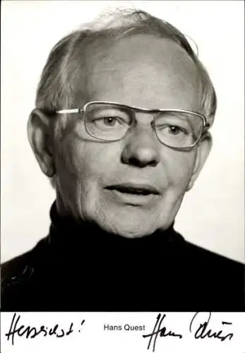 Ak Schauspieler Hans Quest, Portrait, Autogramm, Brille